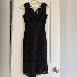 White House Black Market Elegant Black Midi Dress
